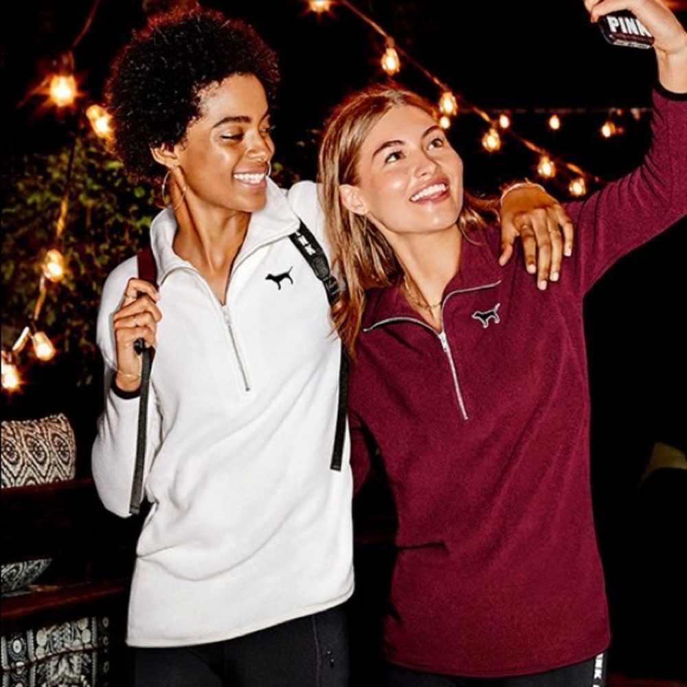 FINAL SALE‼️ VS PINK POLAR FLEECE HALF ZIP